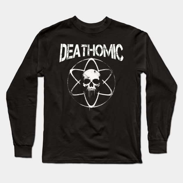 Grunge and Creepy Atomic Skull Symbol Long Sleeve T-Shirt by MetalByte